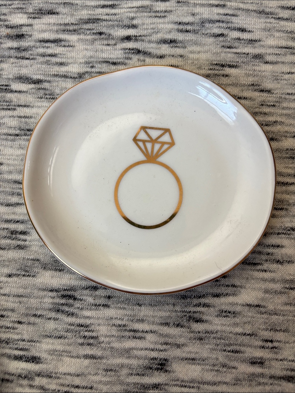 Gold Ring Trinket Dish - White and Gold Jewelry Tray